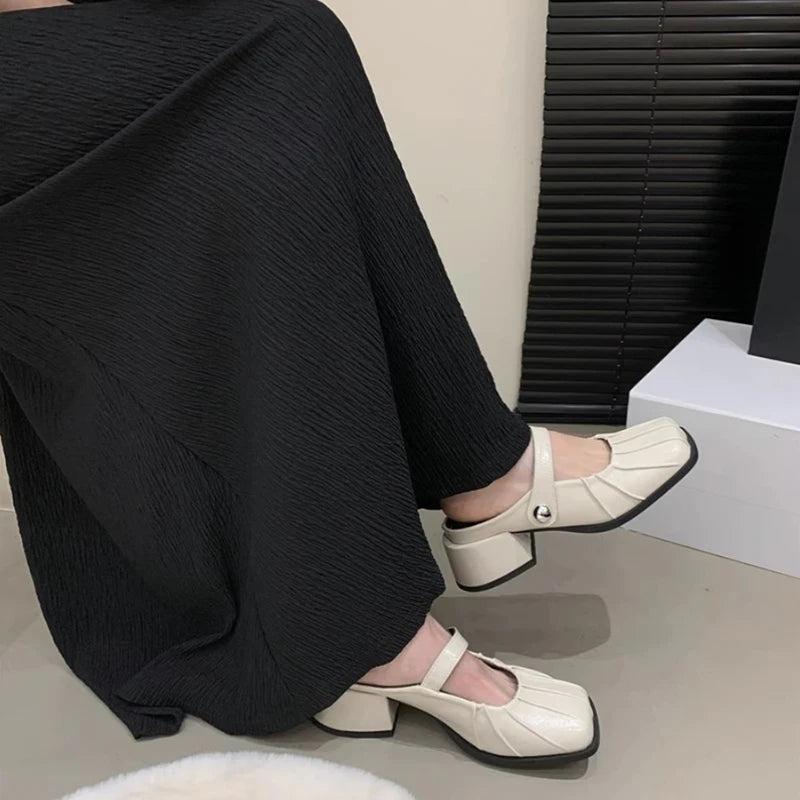 LBSFY  -  Luxury Designer Summers Women Mules Slippers Fashion Elegant Cover Toe Slides Shoes Ladies Outdoor Thick Heel Sandalias