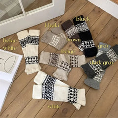 Lbsfy Women Vintage Knit Wool Leggings Covers Socks Korea Women Y2K Tulip Calf Socks Winter Thickened Leg Warmers Harajuku Leg Covers