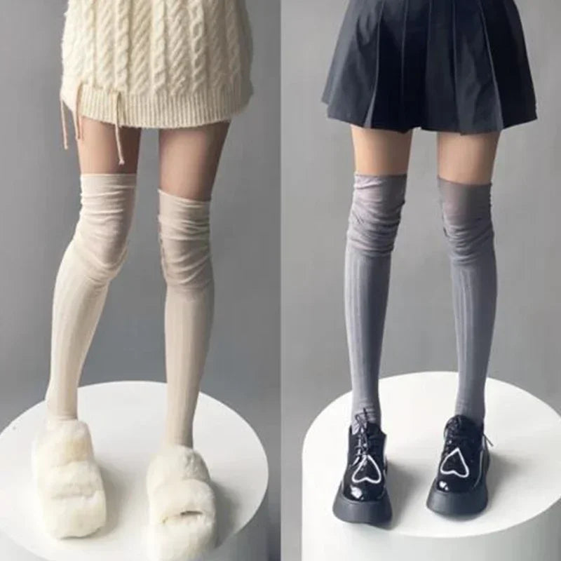 Lbsfy New Solid Color Thigh High Stockings Women Trendy Casual Over The Knee Female Long Socks Thermal Warm Cotton Tall Tube Leggings