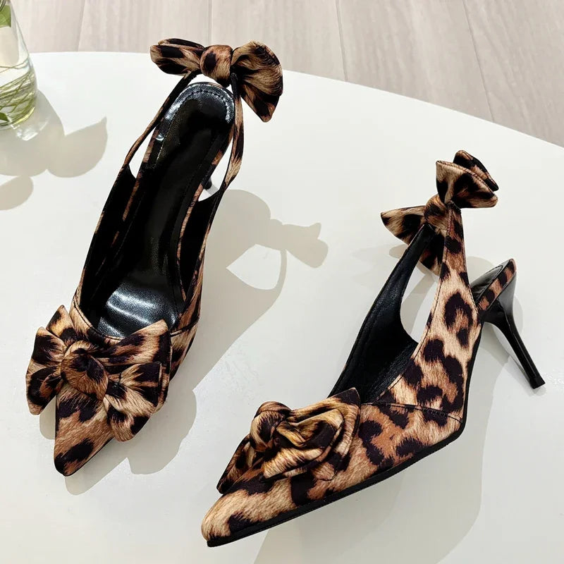 LBSFY  -  2025 Spring Autumn Butterfly-knot Shallow Woman Pumps Sandals Elegant Pointed Toe Thin High Heels Party Prom Shoes