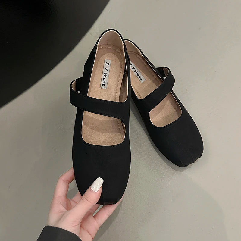 LBSFY -Square Toe Women Ballet Flats Shoes Fashion Shallow Elastic Band Spring Autumn Ladies Comfort Soft Sole Ballerina Shoes
