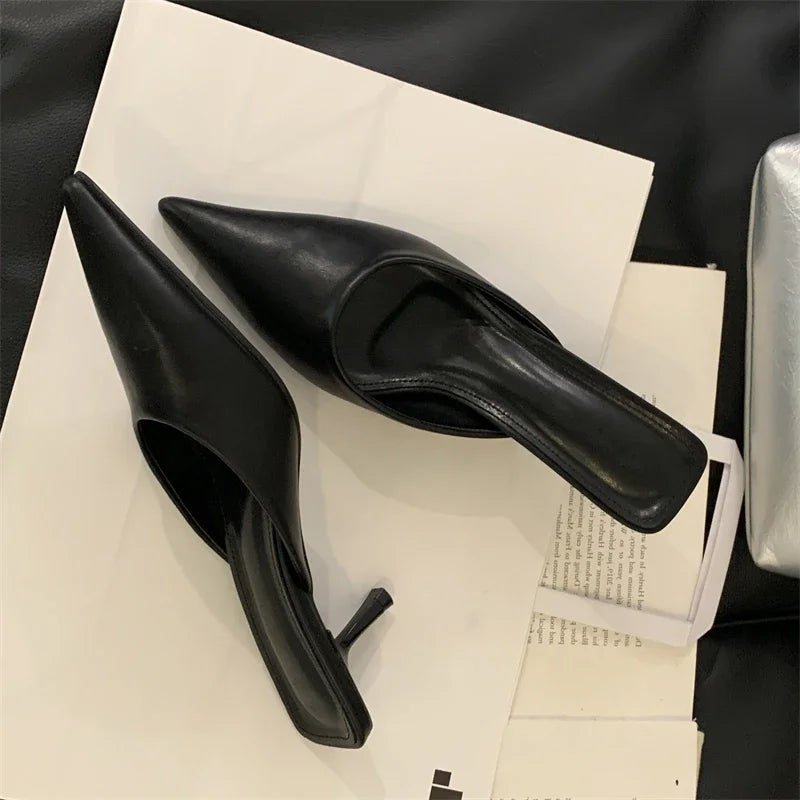 LBSFY -Spring New Leopard Print Women Slipper Pointed Toe Thin Low Heel Sandal Ladies Mules Shoes Zapatos Mujer