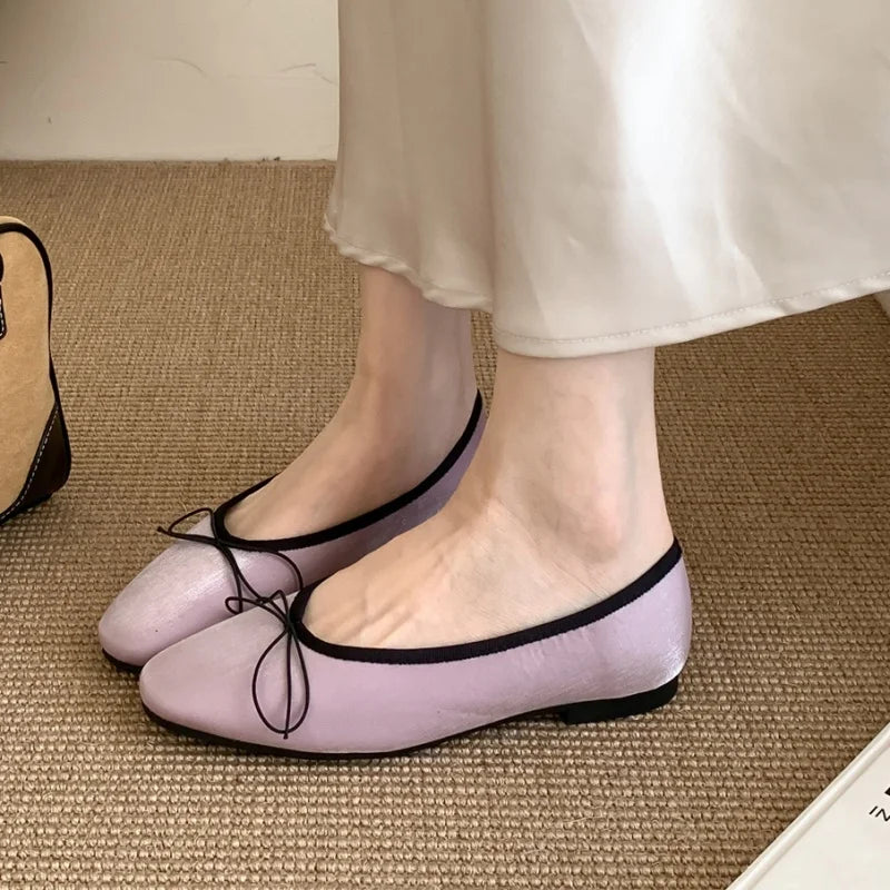 LBSFY  - New Brand Women Flat Shoes Fashion Round Toe Shallow Slip On Ballerinas Shoes Soft Flat Heel Dress Ballet Shoes
