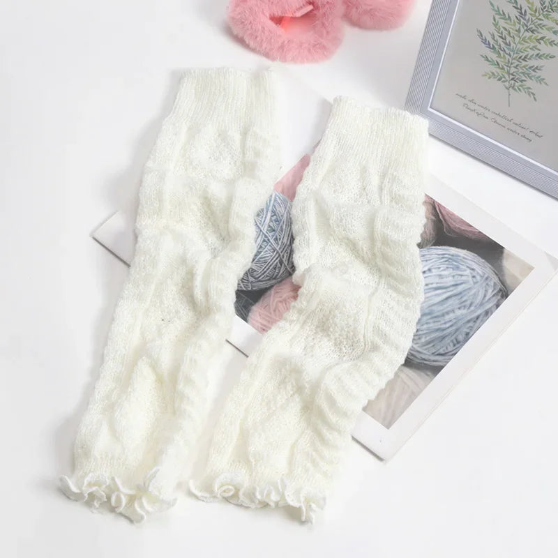 Lbsfy New Spring Japanese Style Lolita Warm Leg Thin Knitted Socks Girl Foot Covers Leg Warmers for Women Knee Warmers JK Socks
