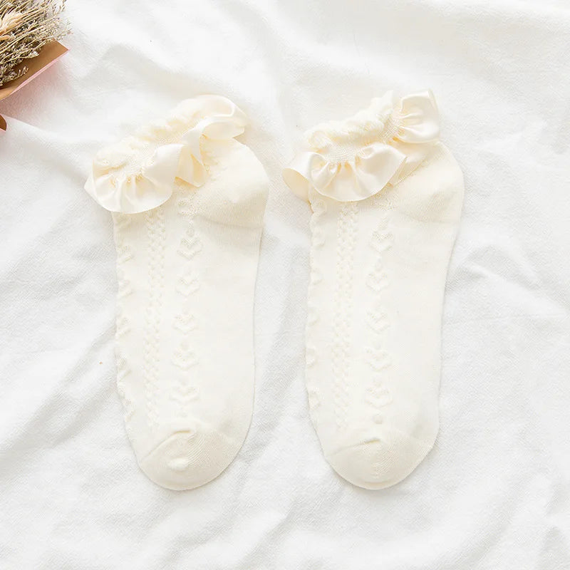 Lbsfy Socks Women Female Cute Kawaii Japanese Spring Summer Cute Kawaii Sweet Style Lolita Thin White black Lace Sock Girls Gift Sox