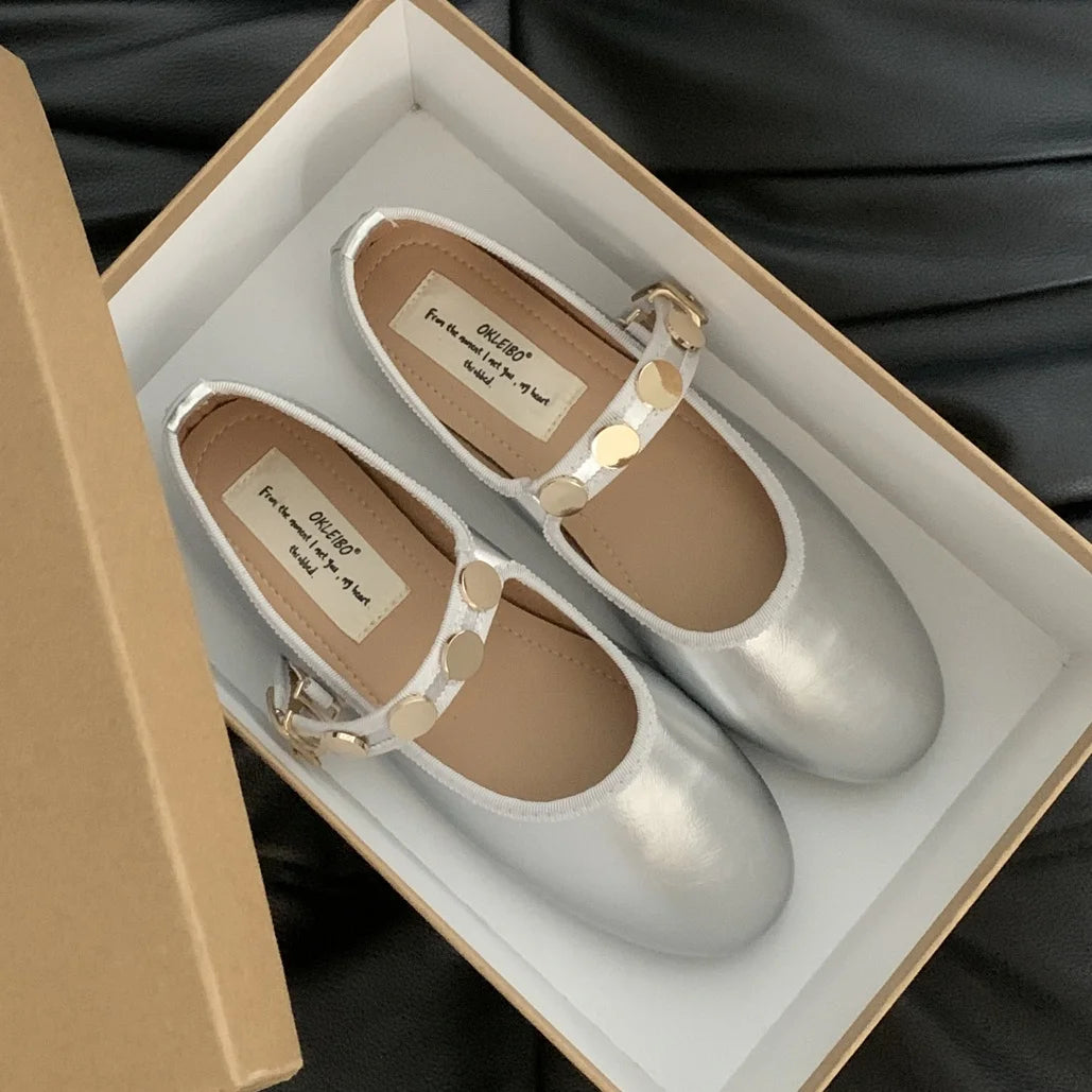 LBSFY  -  2024 Autumn Women Flats Fashion Shallow Ladies Mary Jane Shoes Square Toe Soft Flat Heel Outdoor Casual Ballerina Shoes