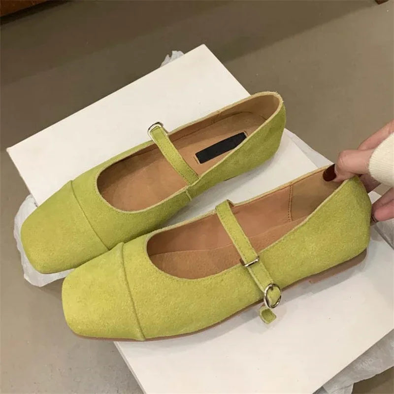 LBSFY -2025 Spring Women Flat Shoes Round Toe Casual Shallow Slip On Soft Leather Eelgant Ladies Ballet Shoes Zapatos De Mujer