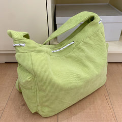 LBSFY -Large Capacity Corduroy Bag, Women's Single Shoulder Casual Five Pointed Star Crossbody Bag, Versatile Tote Bag