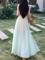 LBSFY -Summer Lace Mesh Elegant Spliced Sling Dresses For Woman 2025 Sexy Zipper New Fashion Evening Party Prom Long Dress 2025 Vestido