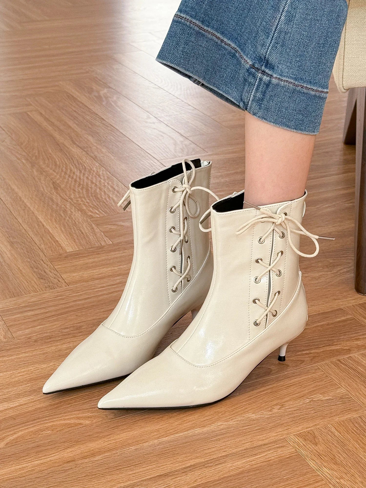 LBSFY  -  New Winter Designer Ankle Boots Women Fashion Sexy Pointed Toe Short Boots Female Cross-tied Elegant High Heel Boots Women