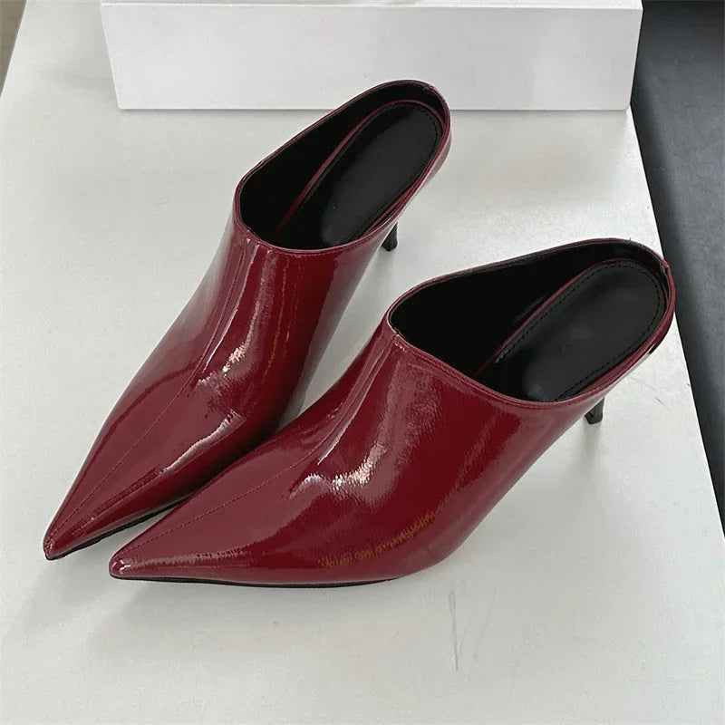LBSFY -Spring Fashion Woman Slippers Sexy Pointed Toe Thin Low Heels Wedding Party Slides Mules Shoes Zapatillas De Mujer