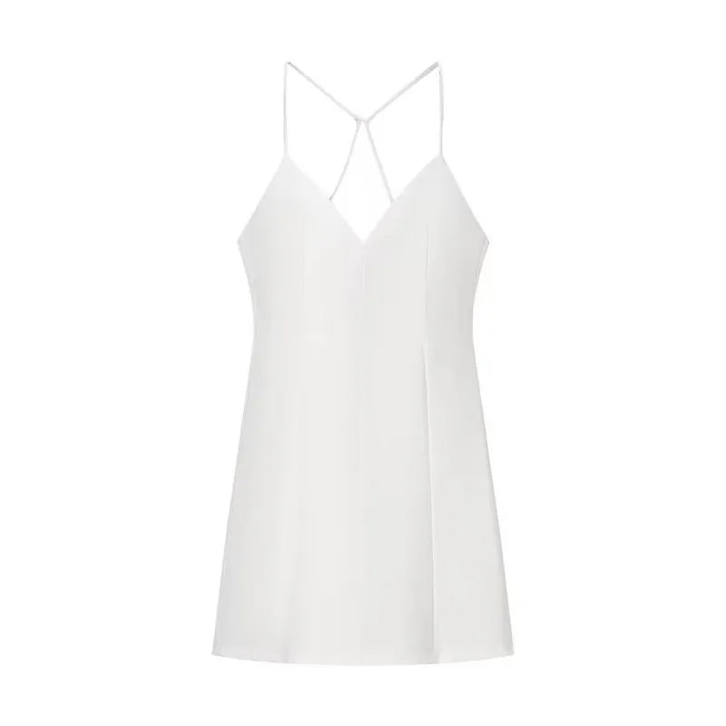 LBSFY -Sexy Fashion Backless Women Dress 2025 New V-neck Solid Color Summer White Short Dress Elagant Slim Party Dress Vestidos