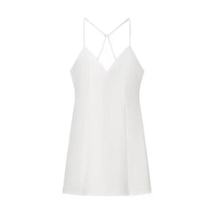 LBSFY -Sexy Fashion Backless Women Dress 2025 New V-neck Solid Color Summer White Short Dress Elagant Slim Party Dress Vestidos