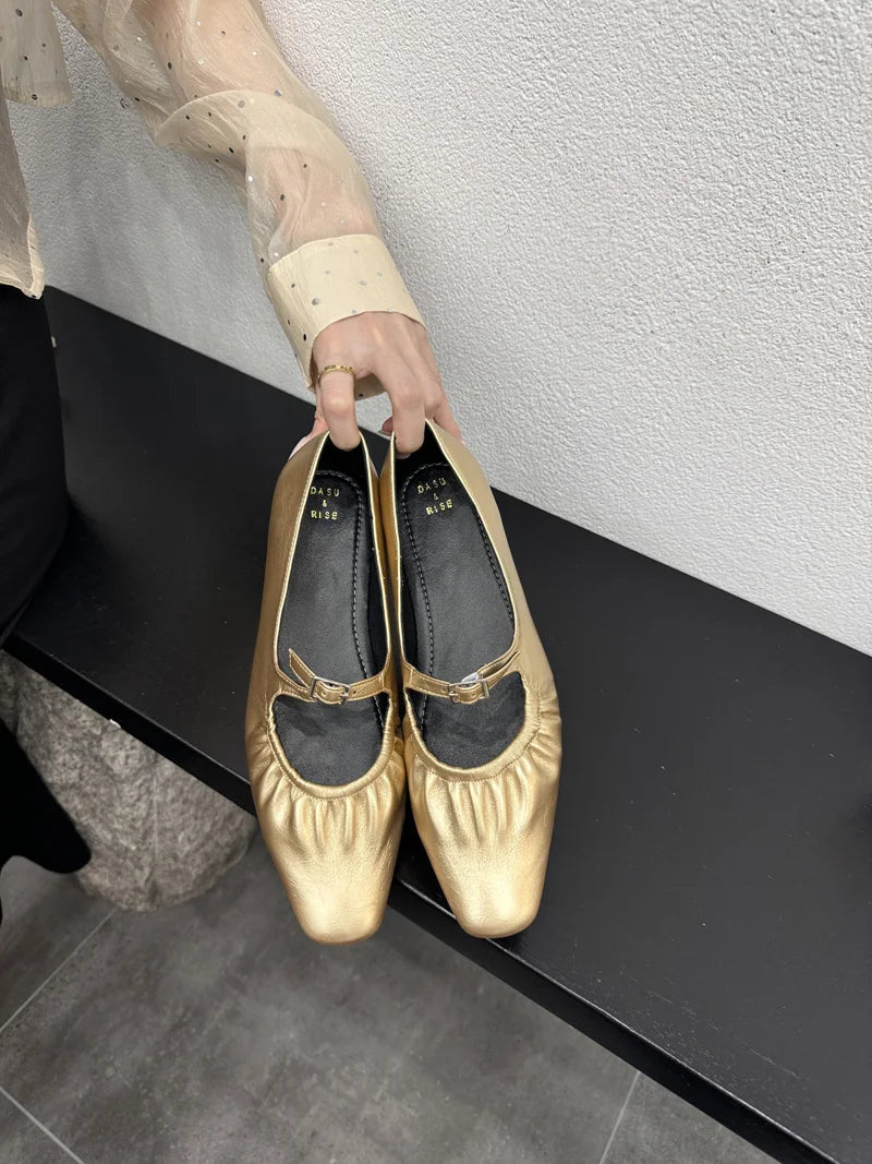 LBSFY -New Brand Women Flats Round Toe Shallow Slip On Ladies Casual Ballet Shoes Soft Leather Eelgant Dress Shoes