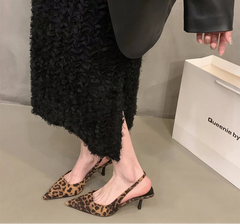 LBSFY  Summer Leopard Print Women Sandals Fashion Pointed Toe Singbacks Pumps Ladies Party Dress Female Shoes