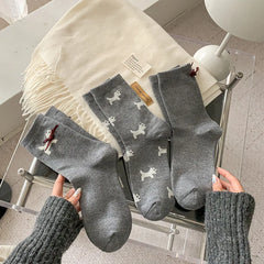 Lbsfy Women Socks Korean Style New Fashion Comfortable Casual Cute Socks Female Bow Kawaii Warm Loose Socks For Girls Cartoon Trendy