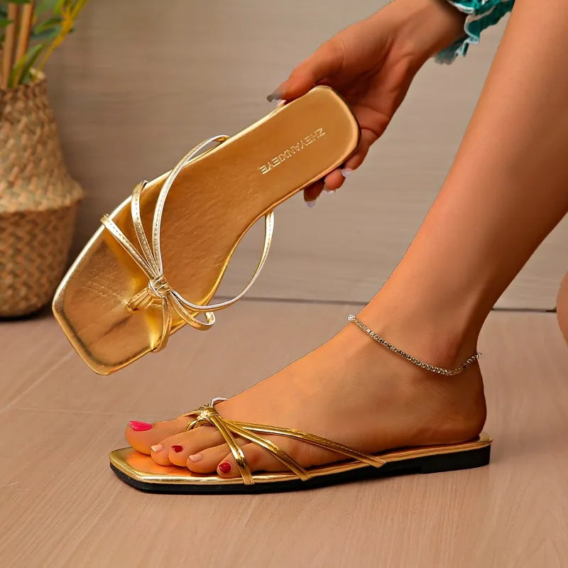 LBSFY -Women'S Fashion Slipper Casual Solid Crystal Roman Flat Slippers Sandals Shoes Women'S Outdoor Beach Sandals