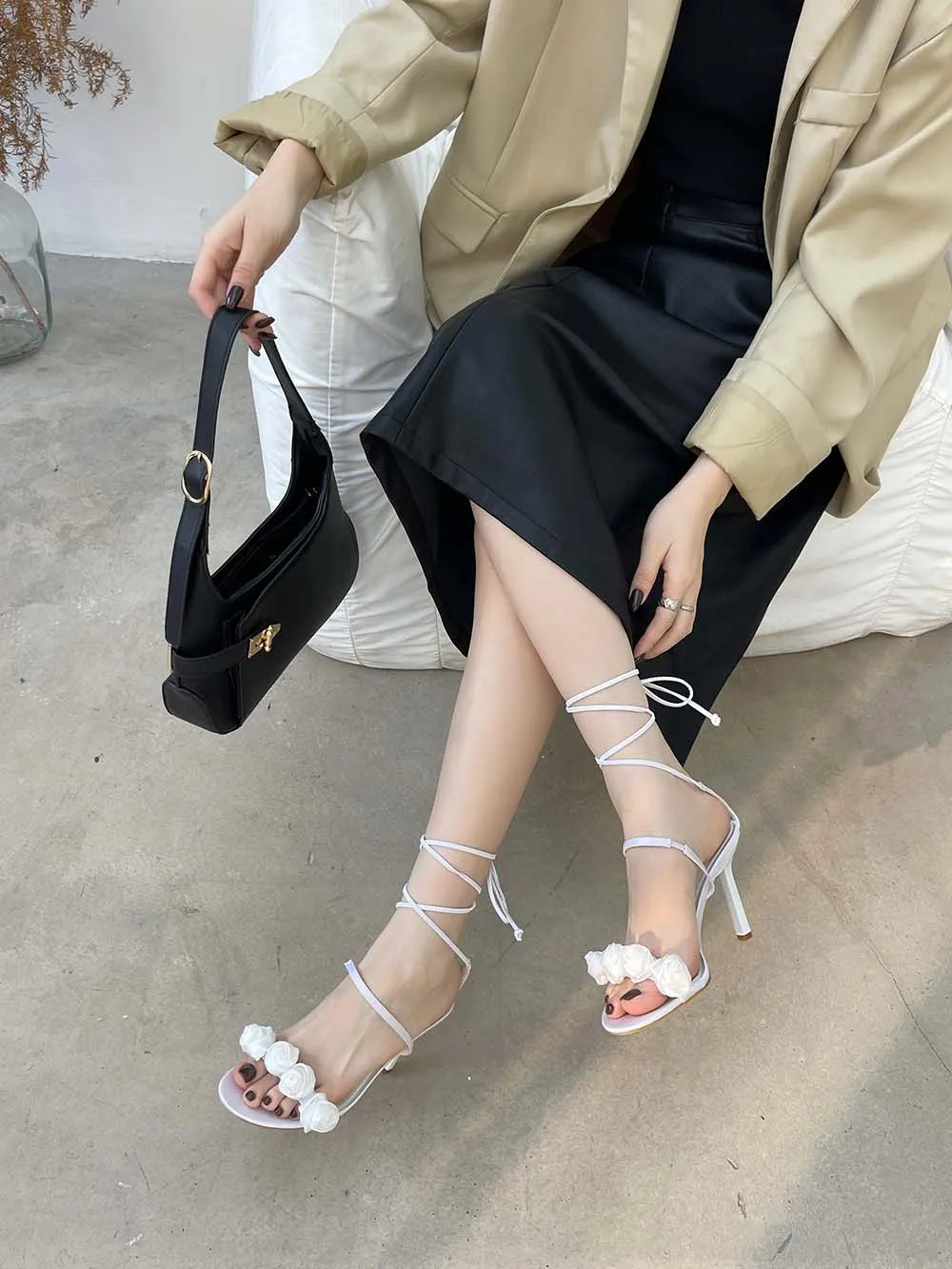 LBSFY  -  2024 New Arrivals Fashion Women Sandals Open Toe Dress Shoes Thin High Heels Ankle Strap Cross Sandals Stiletto Party Pumps 41