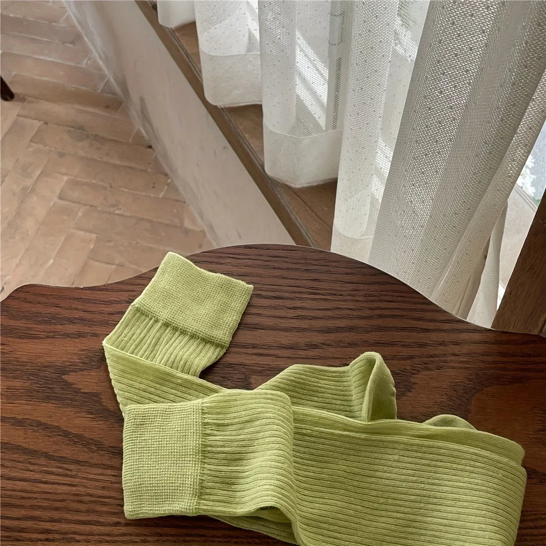 Lbsfy Women Stacking Socks Soild Color Thin Calf Long Socks Summer Autumn Vertical Stripe 스타킹d Stockings Ins Style Korean Y2k Cotton