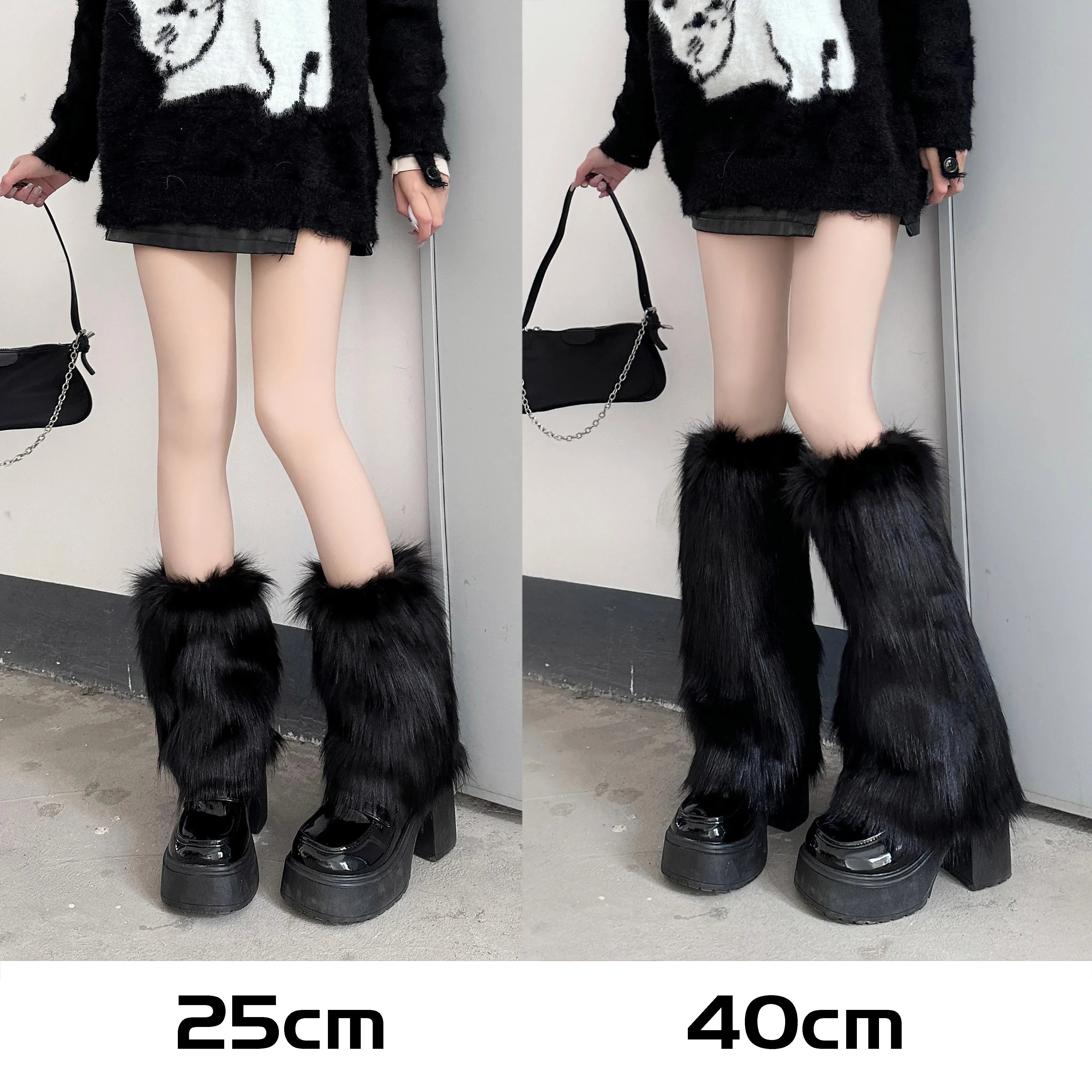 Lbsfy 1/2pairs Y2K Spicy Girls Imitation Rabbit Fur Grass Leg Covers Plush Thickened Velvet Subcultural Tubing Stacked Furry Leg