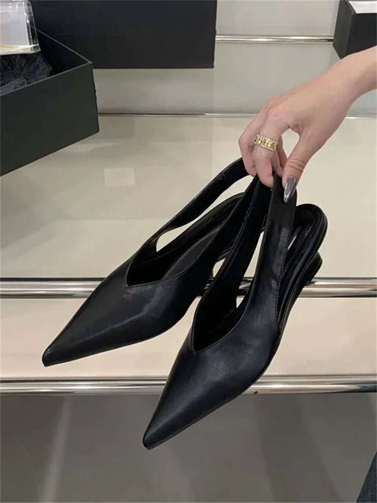 LBSFY -Street Style Pumps Women Pointed Toe Wedges Heels Elegant Slingbacks Party Slingback Mules Shoes Zapatos De Mujer