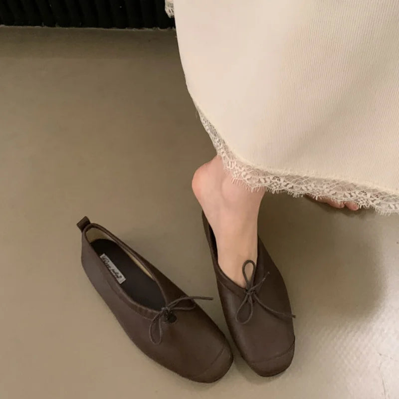 LBSFY  -Brand Women's Vintage Flats Comfortable Leather Ballet Shoes Female Soft  Dress Shoes Mujer Slip On Loafers Mujer