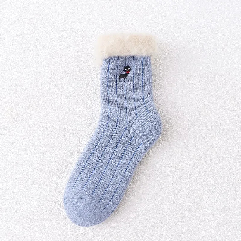 Lbsfy Thicken Warm Wool Classic Solid Colors Rib Socks Women High Quality Loose Crew Fashion Japanese Korea Sock Winter