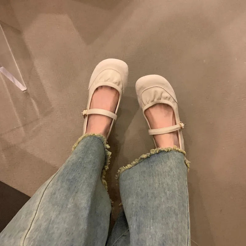 LBSFY -Silvery Women Ballet Flats Fashion Ladies Casual Soft Sole Flats Spring Women's Comfort Shallow Ballerina Shoes