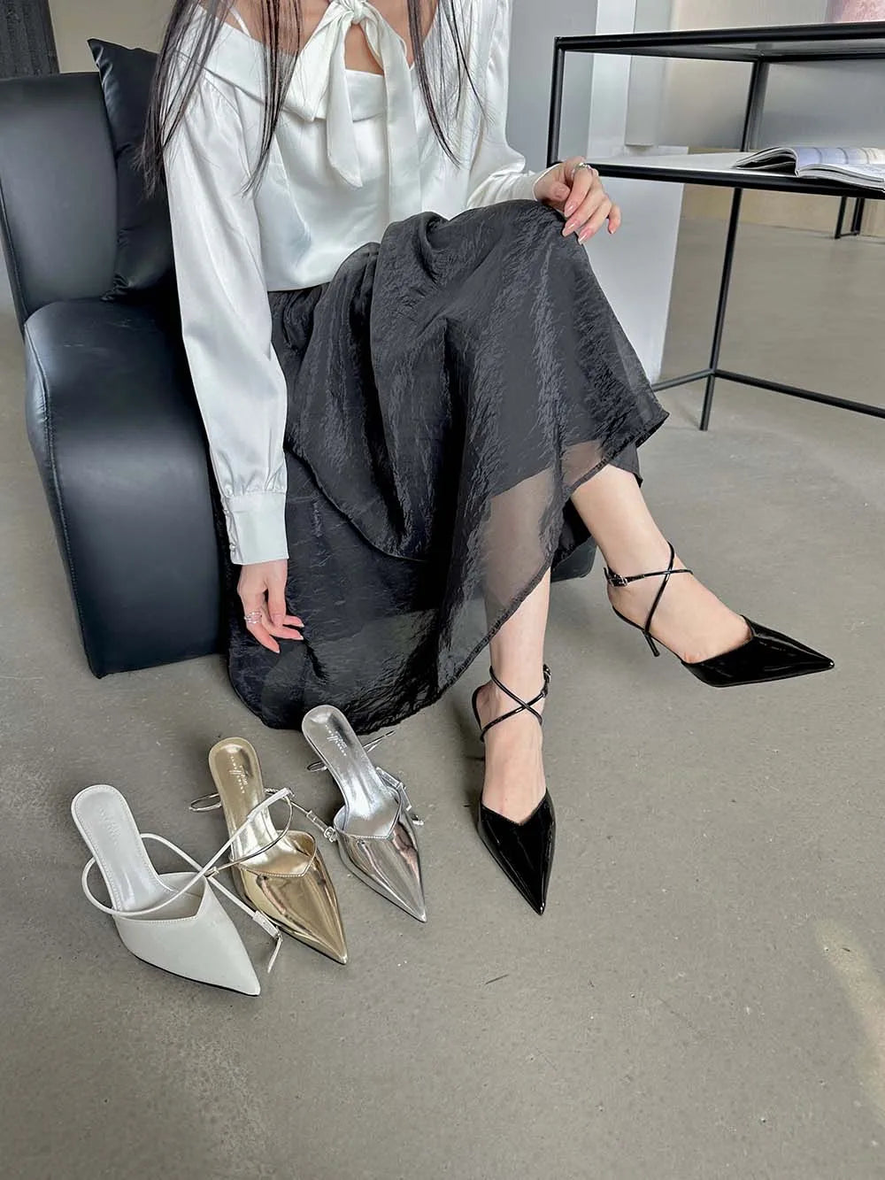 LBSFY  -  Fashion Women Sandals Pointed Toe Summer Dress Stiletto Party Wedding Shoes 2024 New Arrivals Office Pumps Cross Strap 35-39