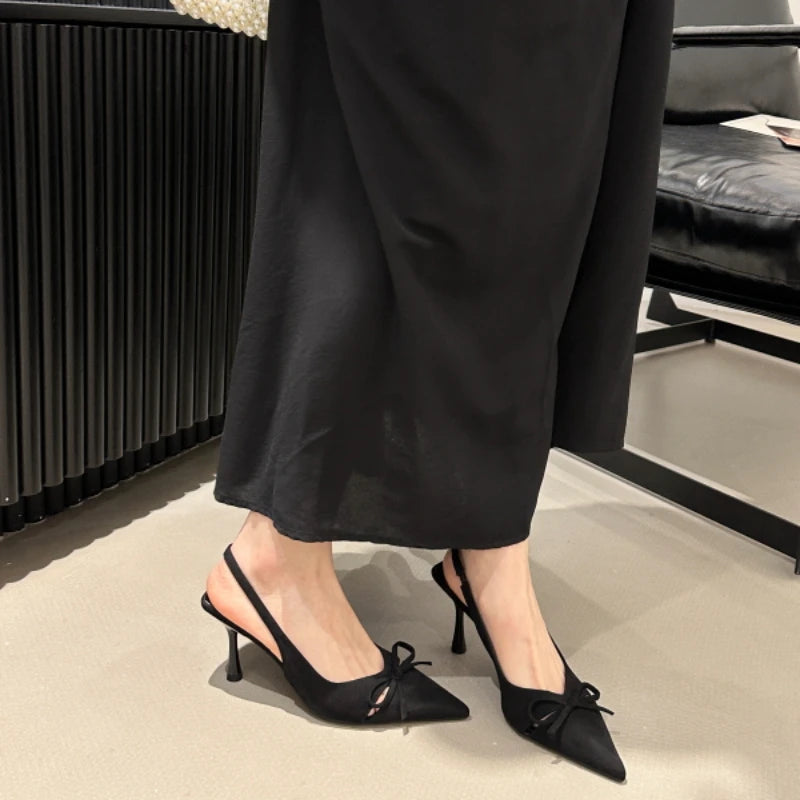 LBSFY - Leopard Print Summer Pointed Toe High Heel Women's Sandals Fashion Slip-On Mules for Ladies Party Dress Shoes