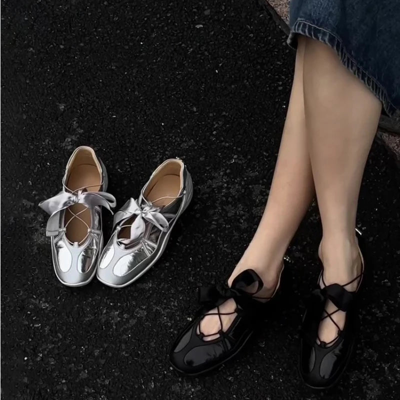 LBSFY  -  Ballet Flat German Training Shoes 2024 New Luxury Women's Shoes Butterfly Strap Mary Jane Shoes Ballet Sneakers