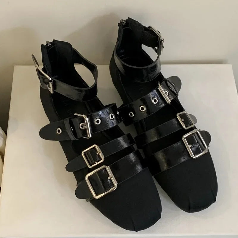 LBSFY  -  Belt Buckle Design Ballet Flat Shoes Women Retro Leisure and Comfy Summer Footwear Women Shallow Fashion Brand Mary Jane Shoes