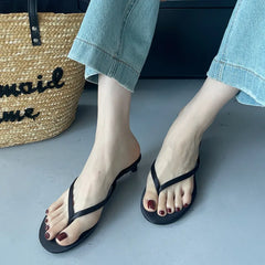 LBSFY -Summer Thin High Heel Women Slipper Fashion Narrow Band Slip On Ladies Flip Flop Outdoor Dress Sandal Slides Shoes Muje