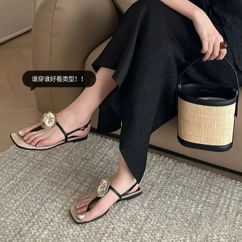 LBSFY  -   New Summer French Style Sandals for Outdoor Wear, Vacation Style Flat Bottomed Beach Casual Sandals for Women