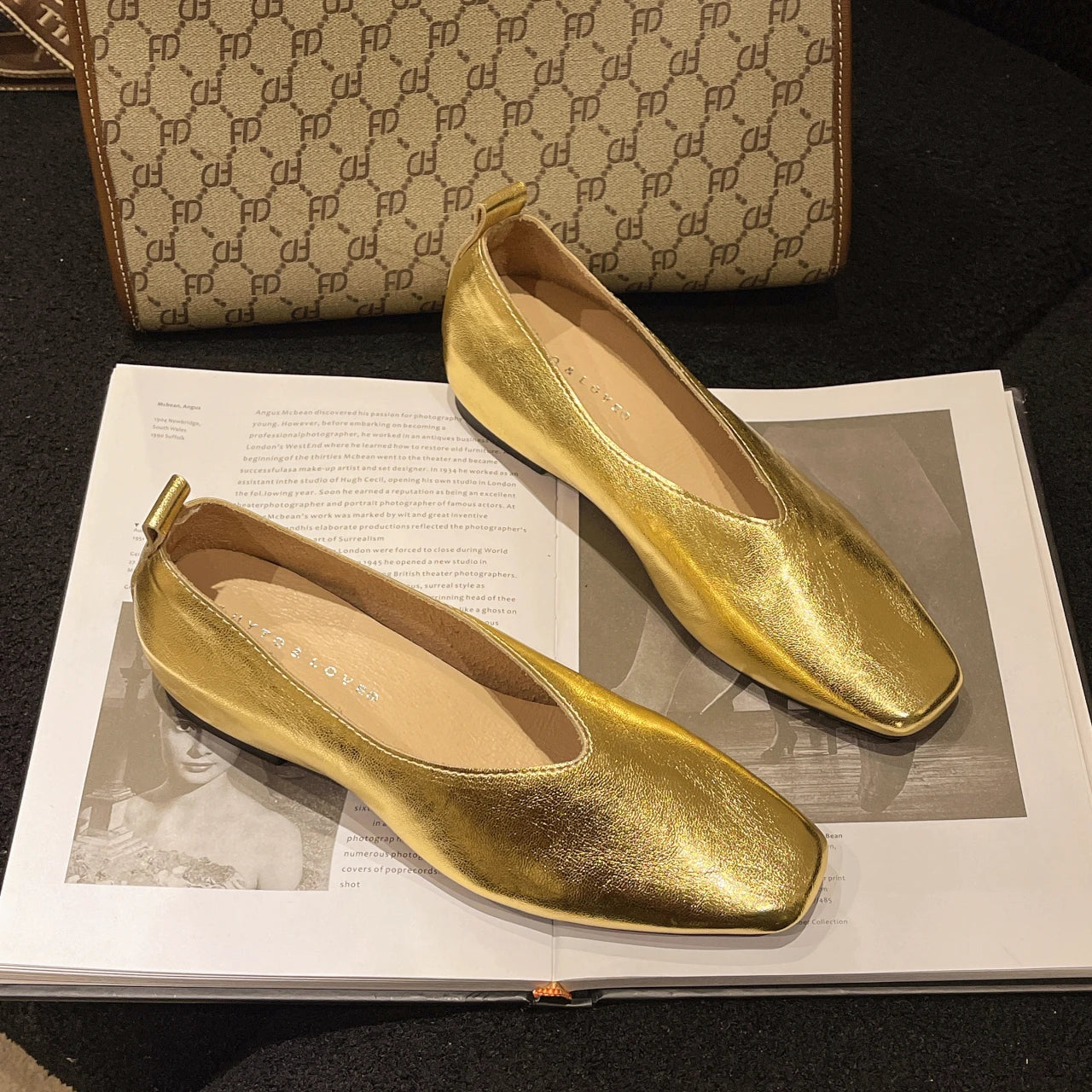 LBSFY -Fashion Women's Loafers Leather Luxury Shoes Grade Silver Heels Gold Pumps Square Toe Elegant Mary Janes Shoes Women Single Shoe