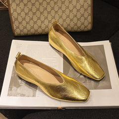 LBSFY -Fashion Women's Loafers Leather Luxury Shoes Grade Silver Heels Gold Pumps Square Toe Elegant Mary Janes Shoes Women Single Shoe