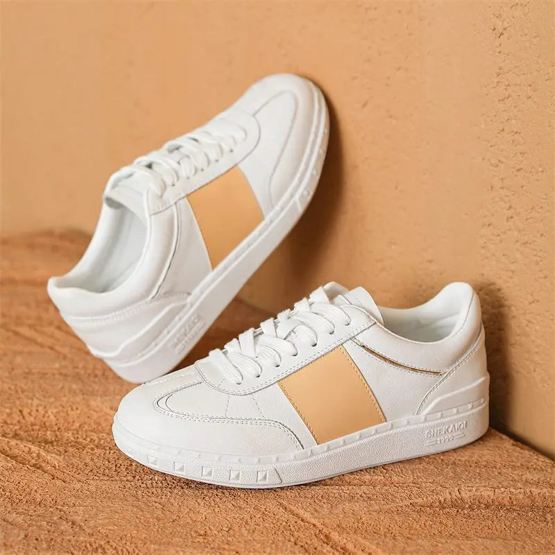 LBSFY  -  2024 New Genuine Leather Shoes Women Sneakers Lace Up Small White Shoes Comfortable Ladies Casual Shoes Size 34-40