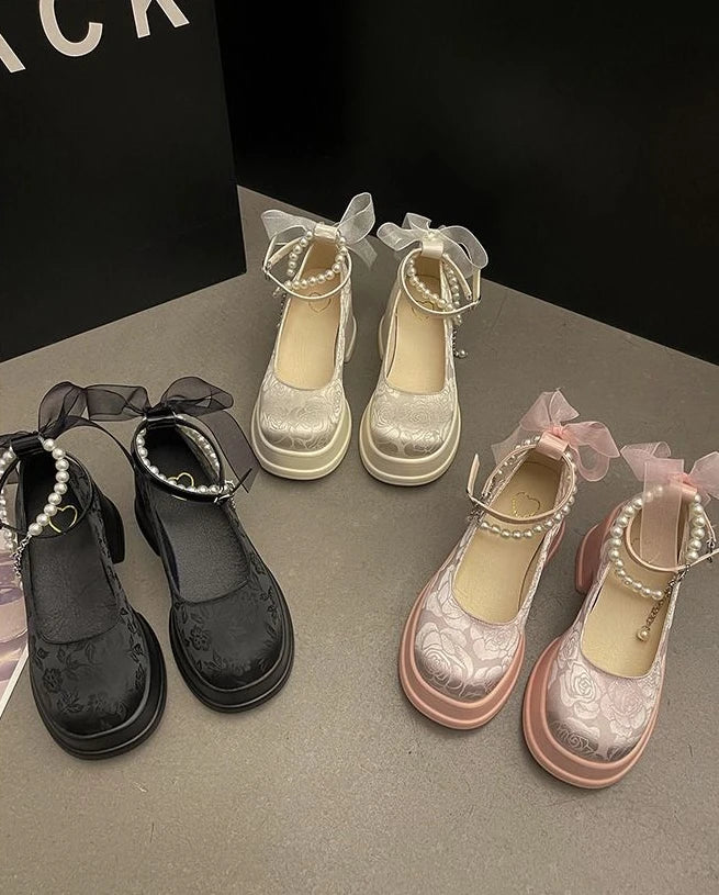 LBSFY -Woman Pumps Gothic Pink Kawaii Cute Japanese Style Lolita High Heels on Heeled Round Toe Mary Jane Shoes for Women Evening Offer