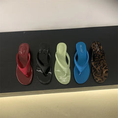 LBSFY  -Summer New Brand Women Slipper Fashion Low Weadge Heel Sandal Narrow Band Outdoor Vaction Beach Slides Shoes