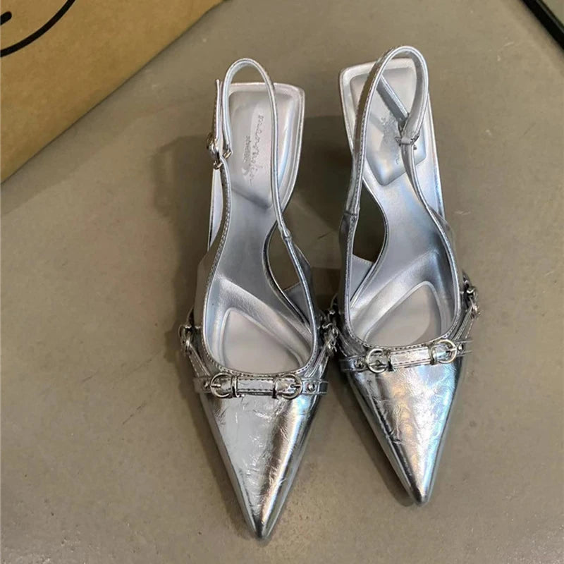 LBSFY   Summer Pointed Toe Women Sandals Fashion Shallow Singbacks Shoes Ladies Dancing Party Pumps