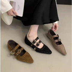 LBSFY -New Pointed Toe Women Mary Jane Shoes Fashion Shallow Buckle Shoes Ladies Casaul Dress Low Heel Leather Shoes Zapatos De Mujer