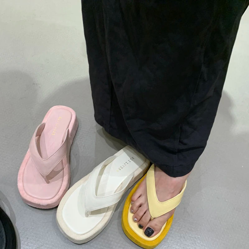 LBSFY  Summer Women Casual Clip Toe Slippers Comfort Platform Flats Beach Vacation Slides Flip Flops Shoes Zapatos De Mujer