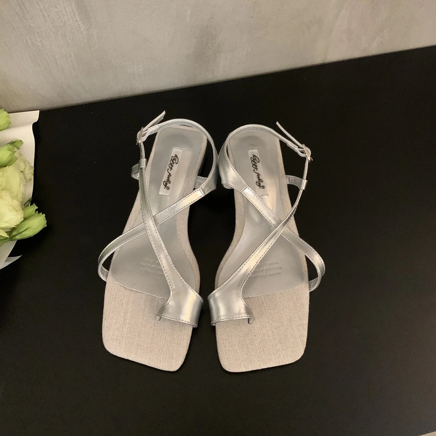 LBSFY -Brand Women Sandals Fashion Narrow Band Ladies Casual Sandal Shoes Square Low Heel Outdoor Gladiator Shoes Beach Shoes