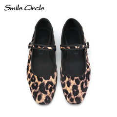 LBSFY  -   Velvet Mary Jane Ballet Flats Women Shoes Leopard Print Comfortable Soft Round Toe Flat Shoes for Women