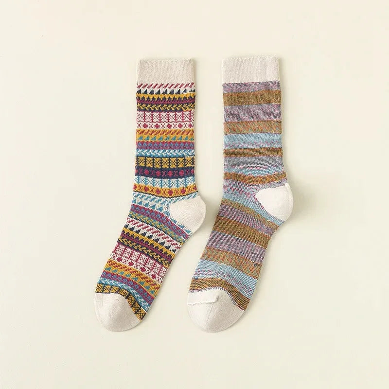 Lbsfy 3 Pairs Winter Thick Warm Cotton Men's Sock Retro High Quality Casual and Breathable Crew Socks Unisex Funky Vintage Couple Sock