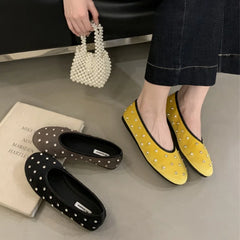 LBSFY  -  New Brand Women Flat Shoes Fashion Polka Dots Round Toe Shallow Slip On Boat Shoes Outdoor Dress Single Shoes