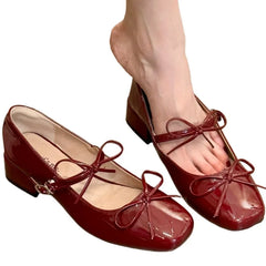 LBSFY -Women's Shoes 2025 Brand Buckle Strap Women's High Heels Fashion Butterfly-knot New Solid Square Toe Best Seller Mary Jane Shoes
