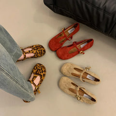 LBSFY  -  Leopard Women Shoes Flats Mary Jane Walking Casual Spring Fashion Woman Dress Buckle Retro Single Shoes Zapatillas De Muje