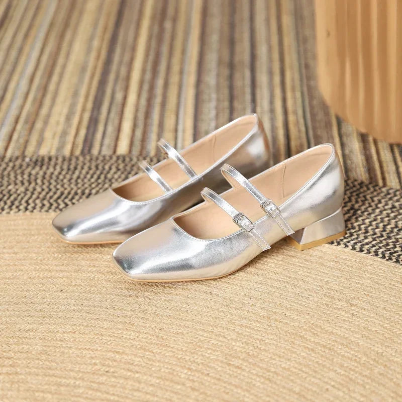 LBSFY  -  Mary Jane Shoes for Women Spring New Shallow Thick Heeled Single Shoes Soft and Comfortable Ballet Wedding Shoes Zapatos Mujer
