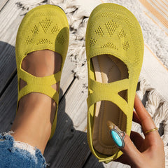 LBSFY -Round-toe Single Shoes Fairy-style Ballet Shoe Knitted Mary Jane Flat Knitted Single Shoes Walking Loafers Sneakers